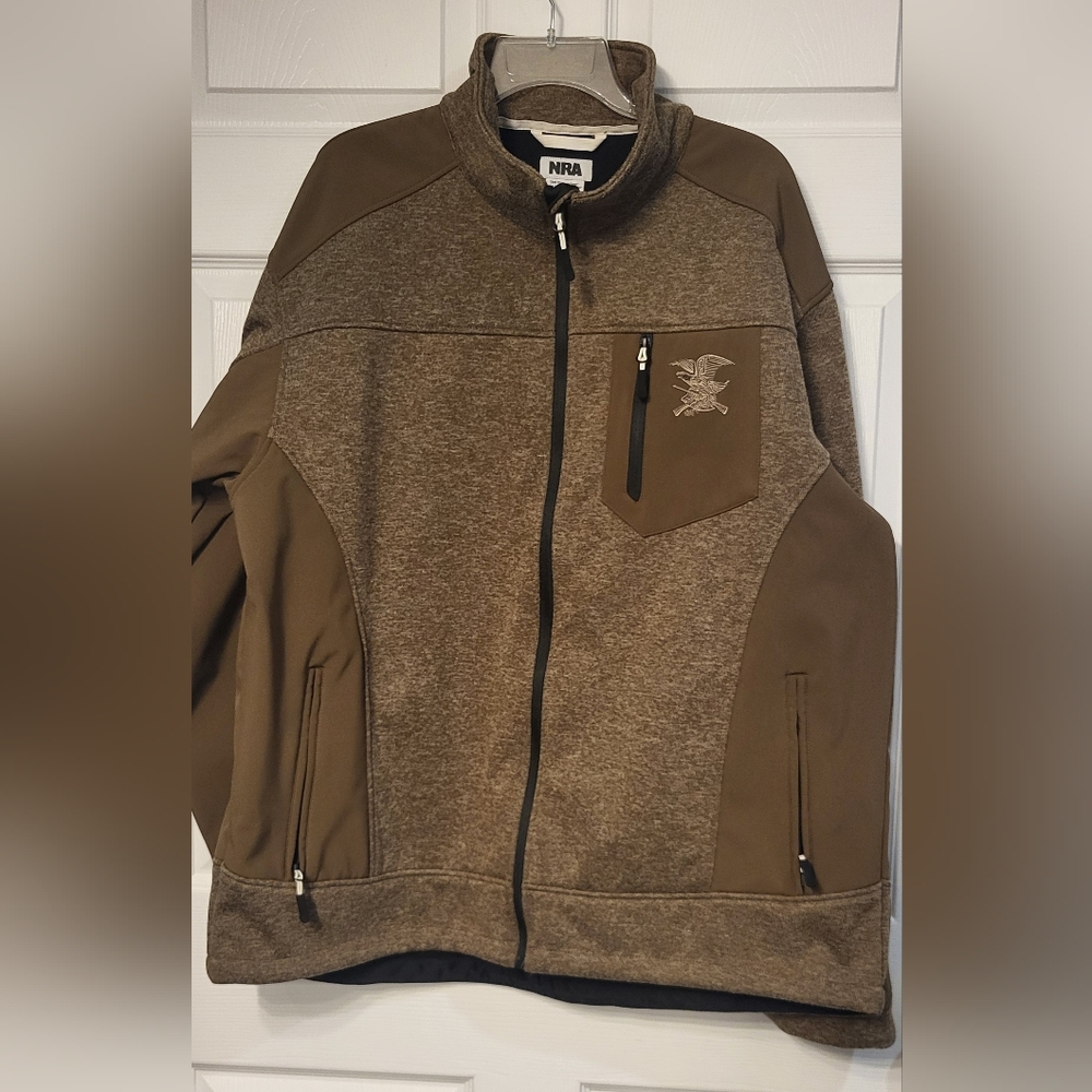 NRA Brown Life Member Full Zip Soft Shell Jacket Size 3XL 2nd Amendment